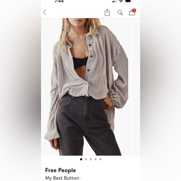 Free People My Best Top Button-Up Top Sz XS - Runs Big Winter Fog - NWOT - Picture 5 of 14